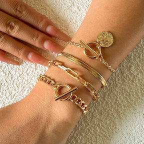 Conjunto 4 Pulseiras Banhadas em Ouro 18k - Compre 2, leve 4!