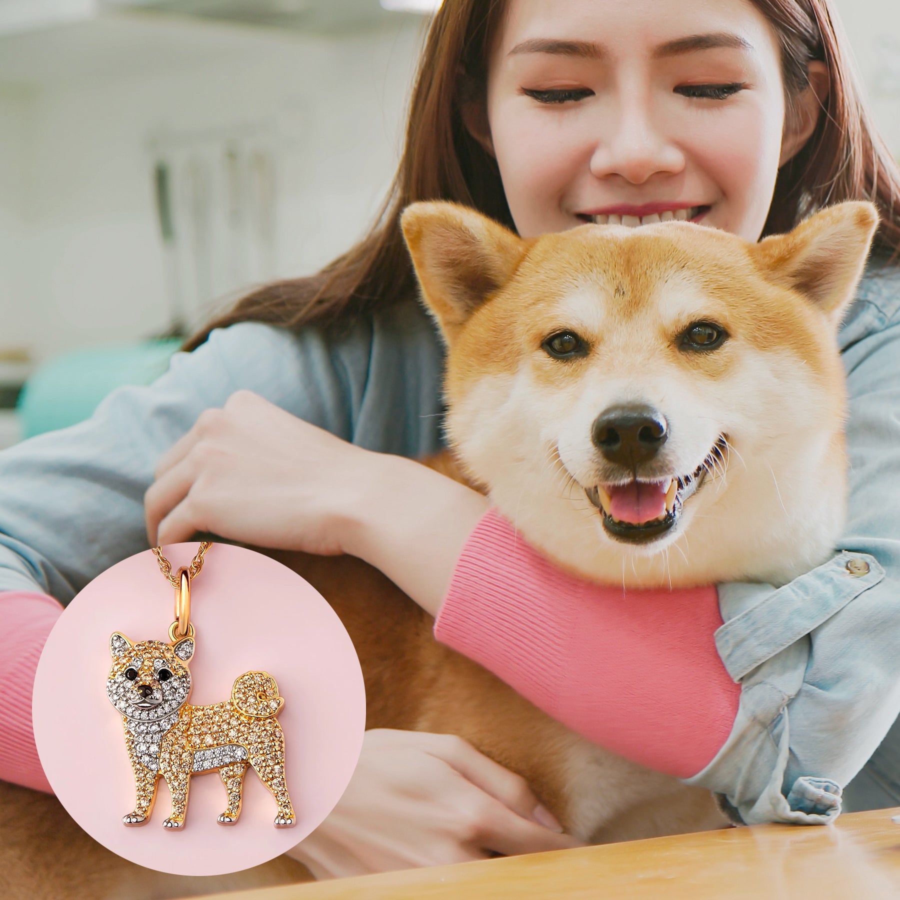 Colar + Pingente Shiba Inu | Banhado em Ouro 18K