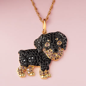 Colar + Pingente Rottweiler - Banhado em Ouro 18K