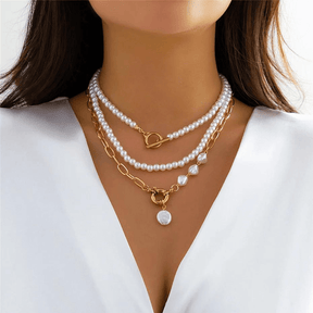 Conjunto de 3 Colares de Pérolas Elegância Impecável