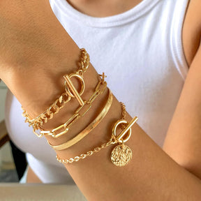 Conjunto 4 Pulseiras Banhadas em Ouro 18k - Compre 2, leve 4!