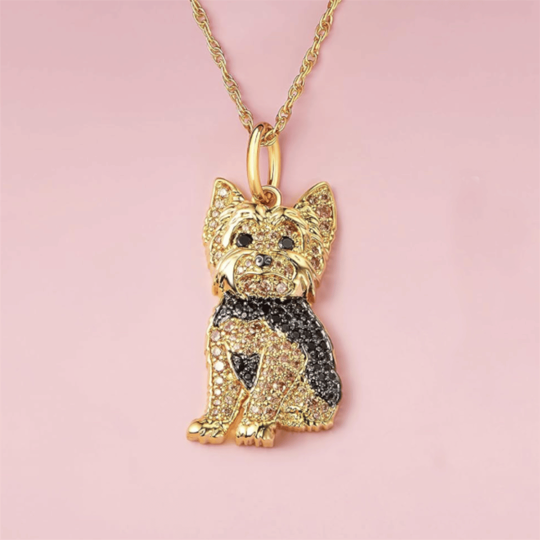 Colar Royal Yorkie Dog com Pingente [Banhado a Ouro 18k]