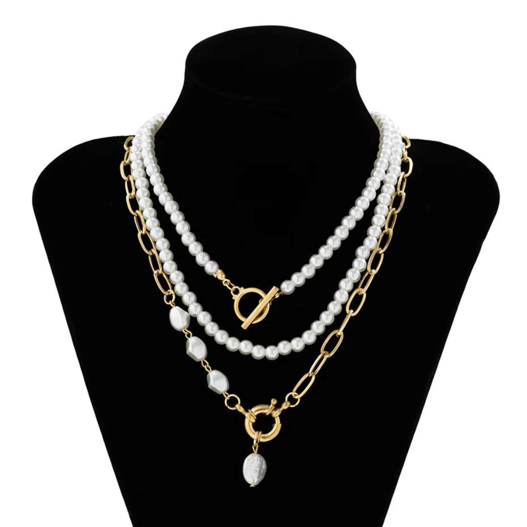 Conjunto de 3 Colares de Pérolas Elegância Impecável