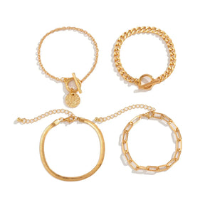 Conjunto 4 Pulseiras Banhadas em Ouro 18k - Compre 2, leve 4!