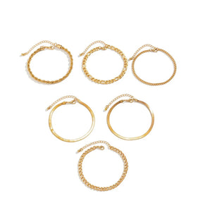 Conjunto de 6 Tornozeleiras banhadas em Ouro 18k | Compre 3 Leve 6