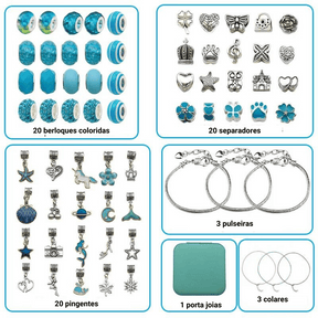 Kit Encanto de berloques para meninas faça você mesmo - Azul