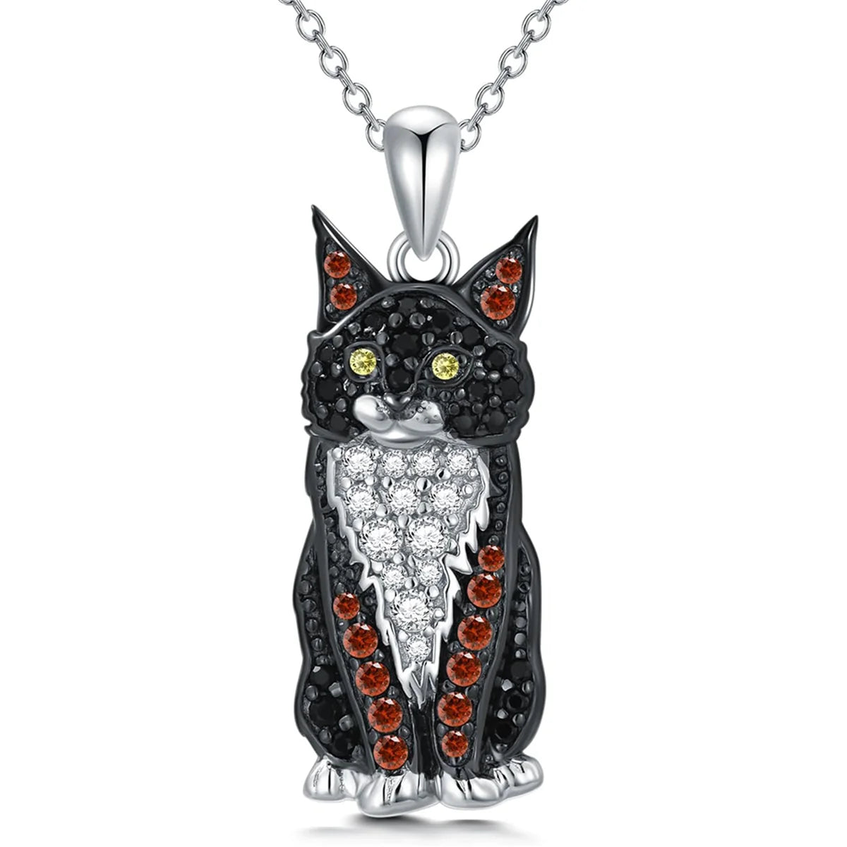 Colar + Pingente Colar Gato Rubi Místico | Em Prata 925