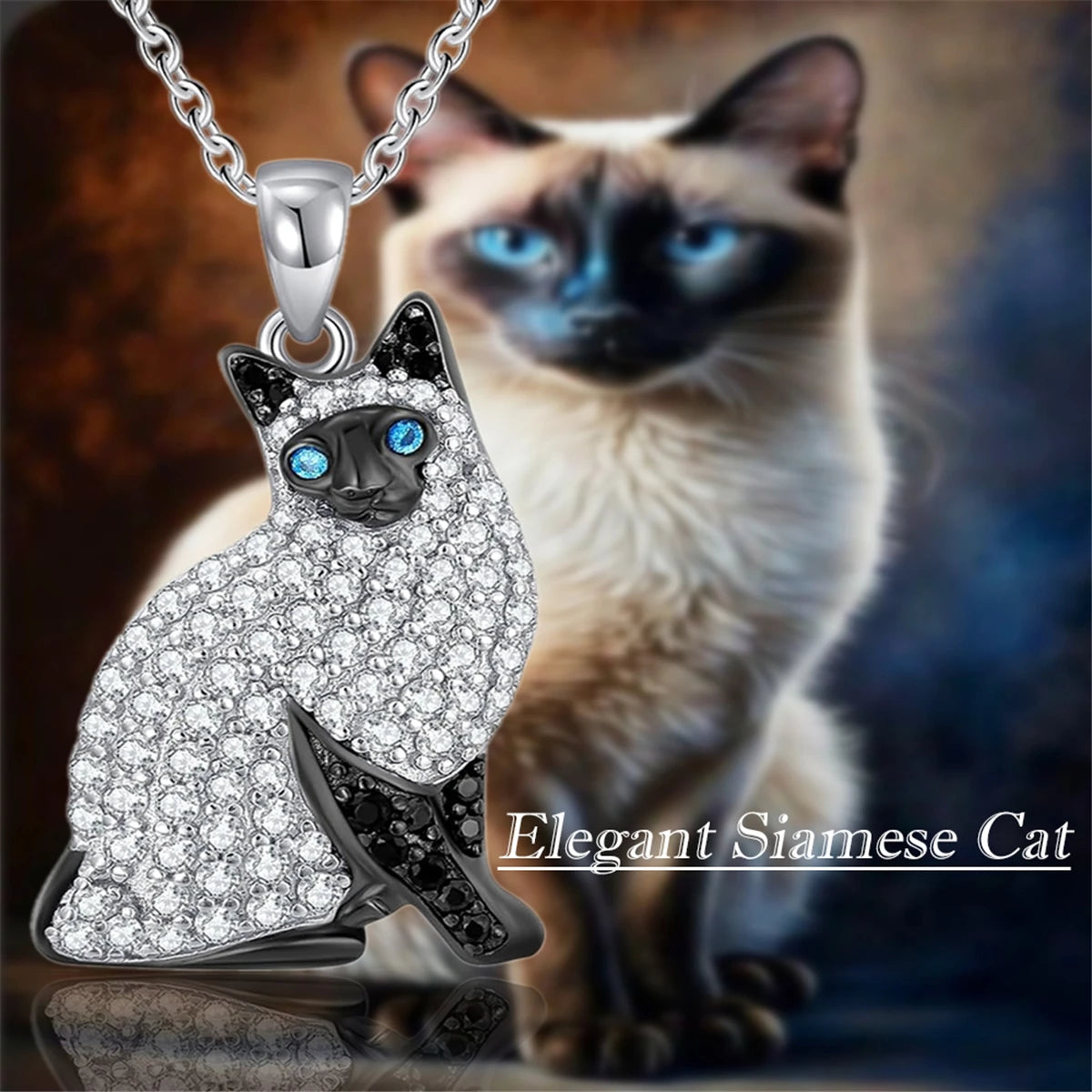 Colar + Pingente Gato Siamês | Em Prata 925