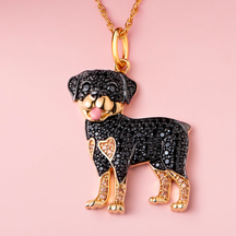 Colar + Pingente Rottweiler - Banhado em Ouro 18K