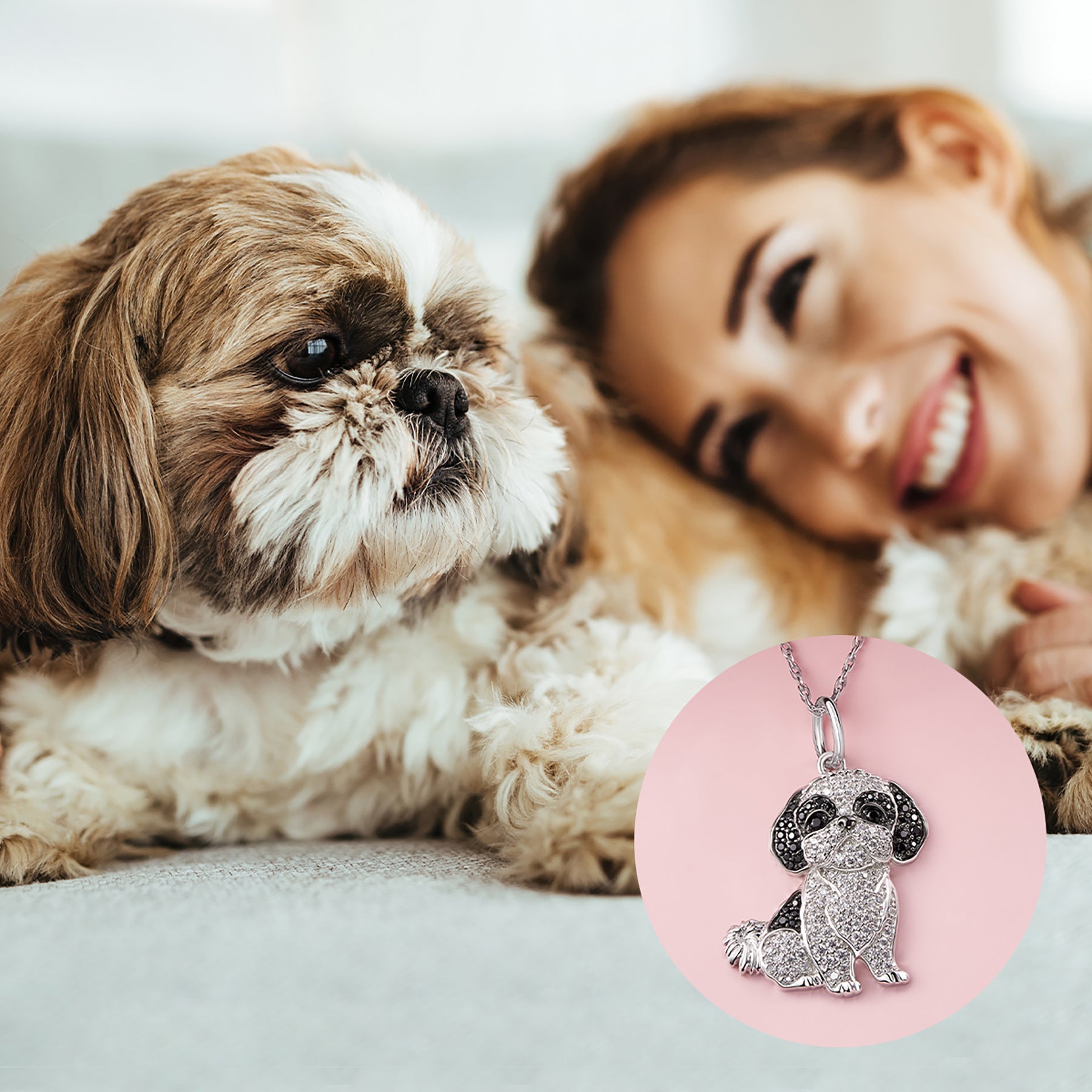 Colar + Pingente Shih-Tzu | Em Prata 925