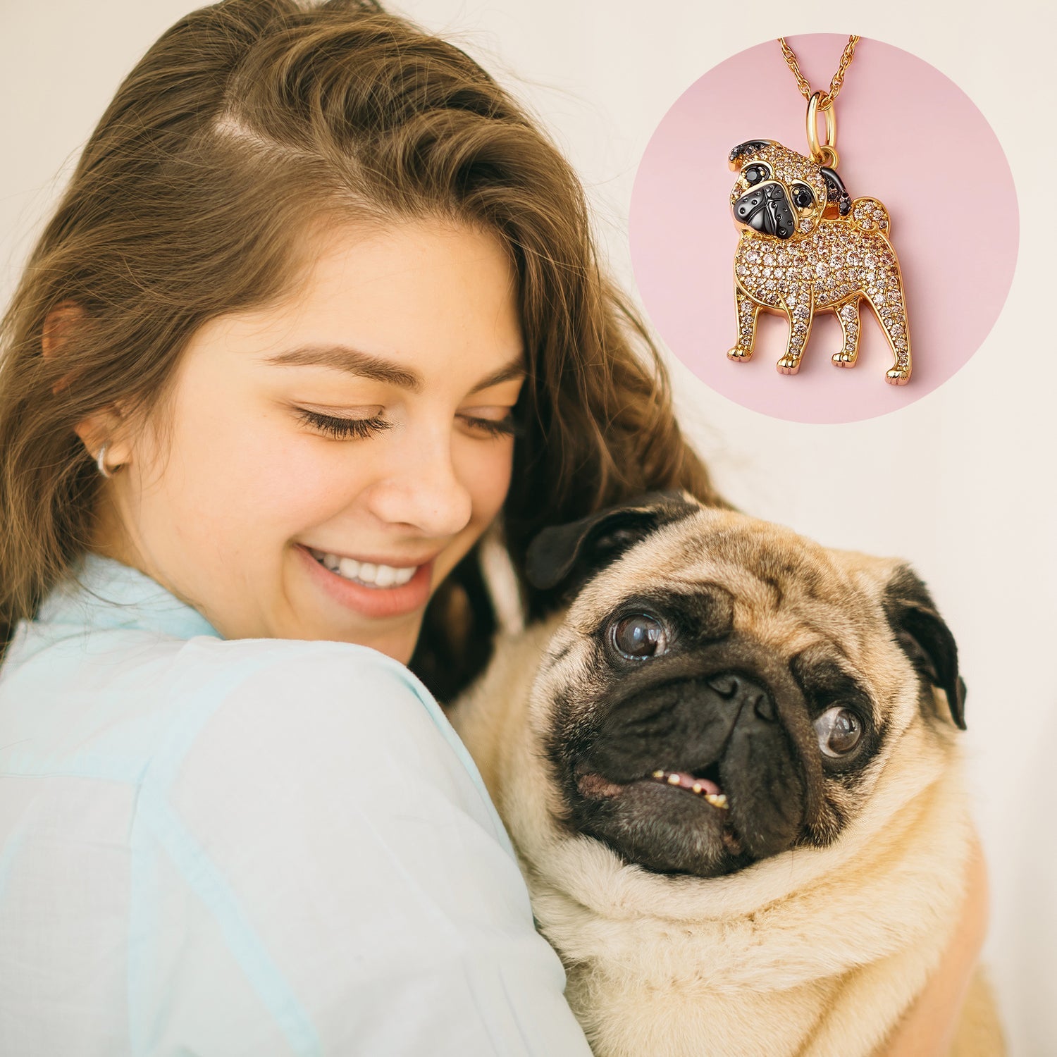 Colar + Pingente Pug | Banhado em Ouro 18K