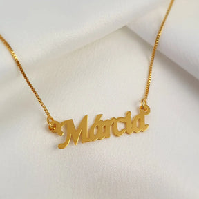 Colar com Nome Personalizado Folheado a Ouro 18k